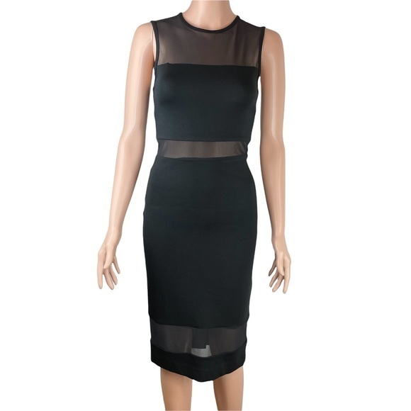 French Connection Mesh Block Midi Dress - Picture 1 of 12